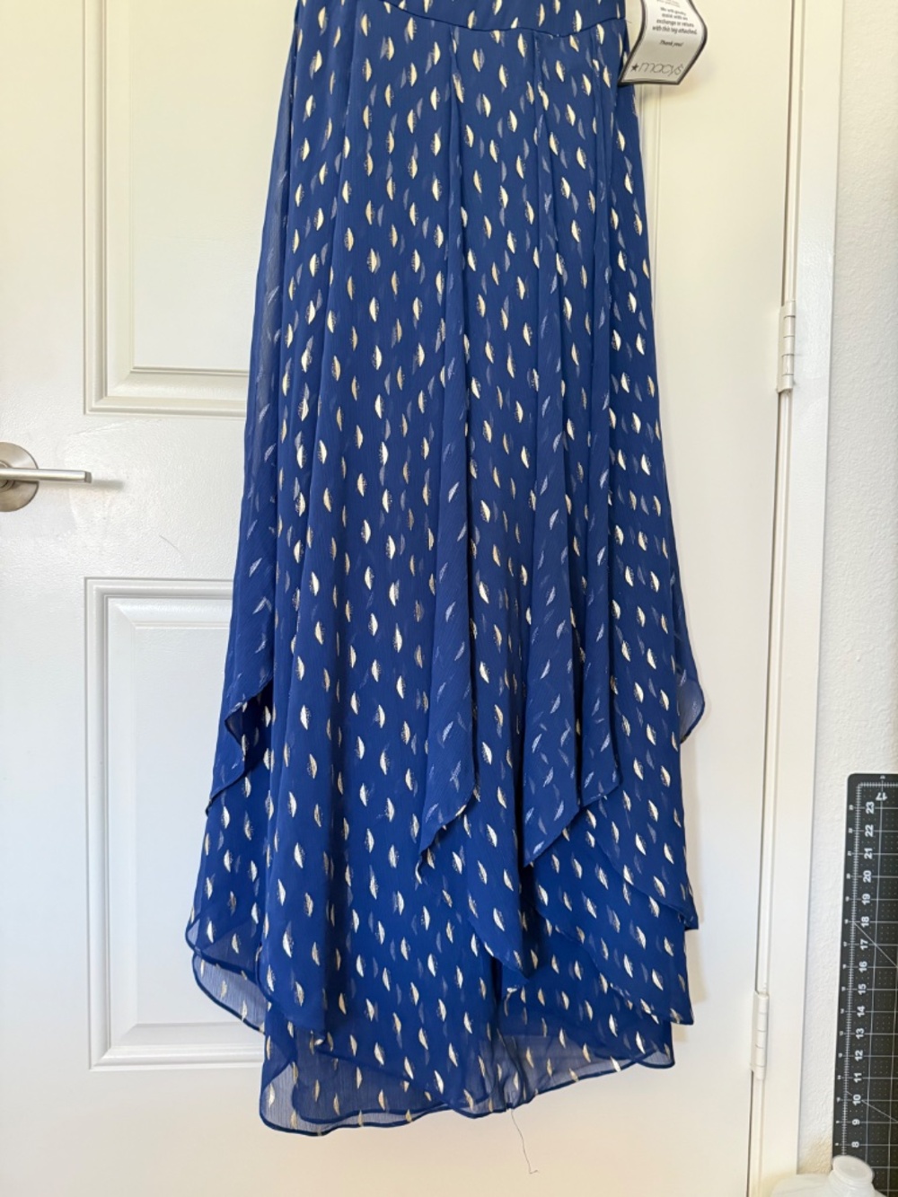 Navy and Gold maxi dress - Sz 10p - Picture 3 of 11